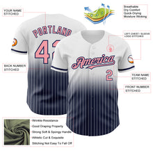 Charger l&#39;image dans la galerie, Custom White Pinstripe Medium Pink-Navy Authentic Fade Fashion Baseball Jersey
