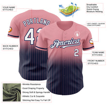 Charger l&#39;image dans la galerie, Custom Medium Pink Pinstripe White-Navy Authentic Fade Fashion Baseball Jersey
