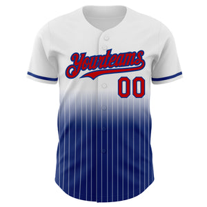 Custom White Pinstripe Red-Royal Authentic Fade Fashion Baseball Jersey