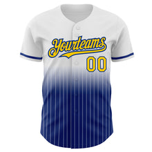 Charger l&#39;image dans la galerie, Custom White Pinstripe Yellow-Royal Authentic Fade Fashion Baseball Jersey
