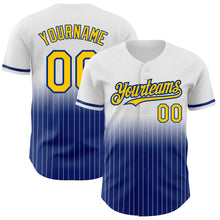 Charger l&#39;image dans la galerie, Custom White Pinstripe Yellow-Royal Authentic Fade Fashion Baseball Jersey
