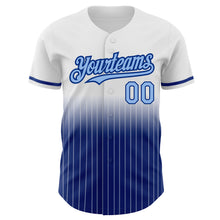 Charger l&#39;image dans la galerie, Custom White Pinstripe Light Blue-Royal Authentic Fade Fashion Baseball Jersey
