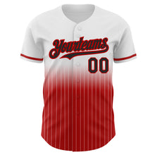 Charger l&#39;image dans la galerie, Custom White Pinstripe Black-Red Authentic Fade Fashion Baseball Jersey
