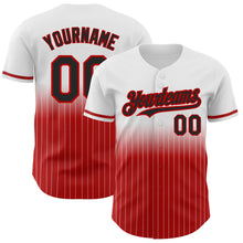 Charger l&#39;image dans la galerie, Custom White Pinstripe Black-Red Authentic Fade Fashion Baseball Jersey
