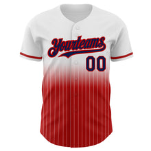 Charger l&#39;image dans la galerie, Custom White Pinstripe Navy-Red Authentic Fade Fashion Baseball Jersey
