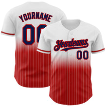 Charger l&#39;image dans la galerie, Custom White Pinstripe Navy-Red Authentic Fade Fashion Baseball Jersey
