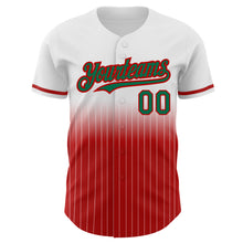 Charger l&#39;image dans la galerie, Custom White Pinstripe Kelly Green-Red Authentic Fade Fashion Baseball Jersey
