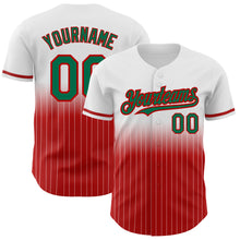 Charger l&#39;image dans la galerie, Custom White Pinstripe Kelly Green-Red Authentic Fade Fashion Baseball Jersey
