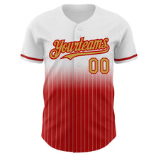 Charger l&#39;image dans la galerie, Custom White Pinstripe Old Gold-Red Authentic Fade Fashion Baseball Jersey
