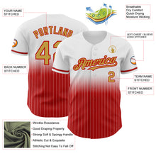 Charger l&#39;image dans la galerie, Custom White Pinstripe Old Gold-Red Authentic Fade Fashion Baseball Jersey
