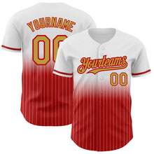 Charger l&#39;image dans la galerie, Custom White Pinstripe Old Gold-Red Authentic Fade Fashion Baseball Jersey
