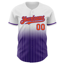 Charger l&#39;image dans la galerie, Custom White Pinstripe Orange-Purple Authentic Fade Fashion Baseball Jersey
