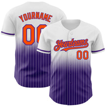 Charger l&#39;image dans la galerie, Custom White Pinstripe Orange-Purple Authentic Fade Fashion Baseball Jersey
