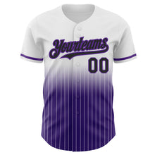 Charger l&#39;image dans la galerie, Custom White Pinstripe Black-Purple Authentic Fade Fashion Baseball Jersey
