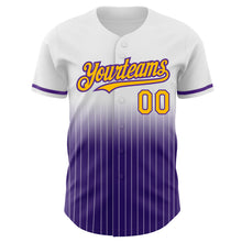 Charger l&#39;image dans la galerie, Custom White Pinstripe Gold-Purple Authentic Fade Fashion Baseball Jersey
