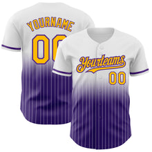 Charger l&#39;image dans la galerie, Custom White Pinstripe Gold-Purple Authentic Fade Fashion Baseball Jersey
