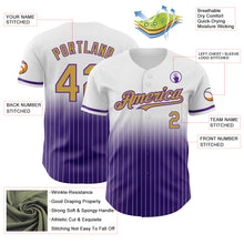 Charger l&#39;image dans la galerie, Custom White Pinstripe Old Gold-Purple Authentic Fade Fashion Baseball Jersey
