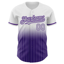 Charger l&#39;image dans la galerie, Custom White Pinstripe Gray-Purple Authentic Fade Fashion Baseball Jersey
