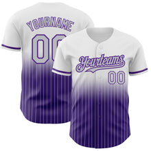 Charger l&#39;image dans la galerie, Custom White Pinstripe Gray-Purple Authentic Fade Fashion Baseball Jersey
