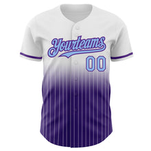 Charger l&#39;image dans la galerie, Custom White Pinstripe Light Blue-Purple Authentic Fade Fashion Baseball Jersey
