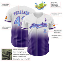 Charger l&#39;image dans la galerie, Custom White Pinstripe Light Blue-Purple Authentic Fade Fashion Baseball Jersey
