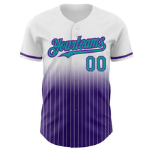 Charger l&#39;image dans la galerie, Custom White Pinstripe Teal-Purple Authentic Fade Fashion Baseball Jersey
