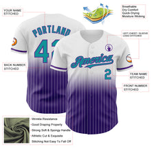 Charger l&#39;image dans la galerie, Custom White Pinstripe Teal-Purple Authentic Fade Fashion Baseball Jersey
