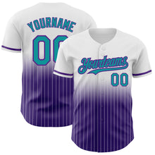 Charger l&#39;image dans la galerie, Custom White Pinstripe Teal-Purple Authentic Fade Fashion Baseball Jersey
