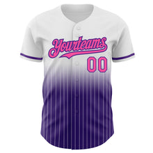 Charger l&#39;image dans la galerie, Custom White Pinstripe Pink-Purple Authentic Fade Fashion Baseball Jersey
