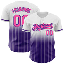 Charger l&#39;image dans la galerie, Custom White Pinstripe Pink-Purple Authentic Fade Fashion Baseball Jersey
