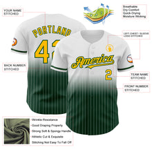 Charger l&#39;image dans la galerie, Custom White Pinstripe Gold-Green Authentic Fade Fashion Baseball Jersey
