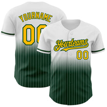 Charger l&#39;image dans la galerie, Custom White Pinstripe Gold-Green Authentic Fade Fashion Baseball Jersey
