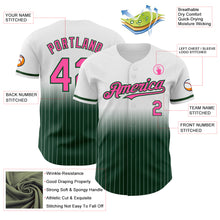 Charger l&#39;image dans la galerie, Custom White Pinstripe Pink-Green Authentic Fade Fashion Baseball Jersey
