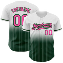 Charger l&#39;image dans la galerie, Custom White Pinstripe Pink-Green Authentic Fade Fashion Baseball Jersey
