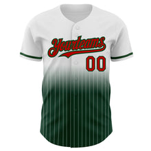 Charger l&#39;image dans la galerie, Custom White Pinstripe Red-Green Authentic Fade Fashion Baseball Jersey
