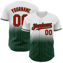 Charger l&#39;image dans la galerie, Custom White Pinstripe Red-Green Authentic Fade Fashion Baseball Jersey
