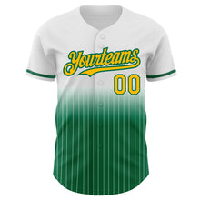 Charger l&#39;image dans la galerie, Custom White Pinstripe Gold-Kelly Green Authentic Fade Fashion Baseball Jersey
