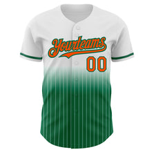 Загрузить изображение в средство просмотра галереи, Custom White Pinstripe Orange-Kelly Green Authentic Fade Fashion Baseball Jersey
