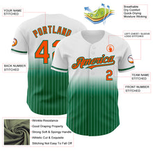 Загрузить изображение в средство просмотра галереи, Custom White Pinstripe Orange-Kelly Green Authentic Fade Fashion Baseball Jersey
