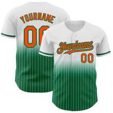 Загрузить изображение в средство просмотра галереи, Custom White Pinstripe Orange-Kelly Green Authentic Fade Fashion Baseball Jersey
