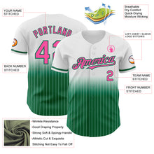 Charger l&#39;image dans la galerie, Custom White Pinstripe Pink-Kelly Green Authentic Fade Fashion Baseball Jersey
