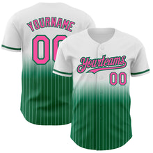 Charger l&#39;image dans la galerie, Custom White Pinstripe Pink-Kelly Green Authentic Fade Fashion Baseball Jersey
