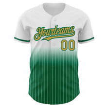 Charger l&#39;image dans la galerie, Custom White Pinstripe Old Gold-Kelly Green Authentic Fade Fashion Baseball Jersey
