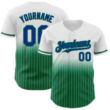 Charger l&#39;image dans la galerie, Custom White Pinstripe Royal-Kelly Green Authentic Fade Fashion Baseball Jersey
