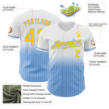 Charger l&#39;image dans la galerie, Custom White Pinstripe Yellow-Light Blue Authentic Fade Fashion Baseball Jersey
