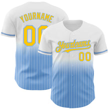 Charger l&#39;image dans la galerie, Custom White Pinstripe Yellow-Light Blue Authentic Fade Fashion Baseball Jersey
