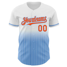 Charger l&#39;image dans la galerie, Custom White Pinstripe Orange-Light Blue Authentic Fade Fashion Baseball Jersey
