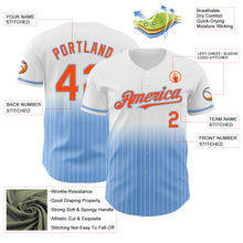 Charger l&#39;image dans la galerie, Custom White Pinstripe Orange-Light Blue Authentic Fade Fashion Baseball Jersey
