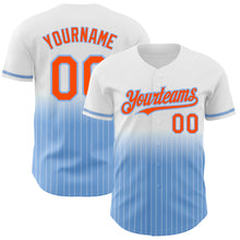 Charger l&#39;image dans la galerie, Custom White Pinstripe Orange-Light Blue Authentic Fade Fashion Baseball Jersey
