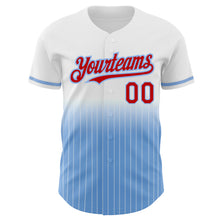 Charger l&#39;image dans la galerie, Custom White Pinstripe Red-Light Blue Authentic Fade Fashion Baseball Jersey
